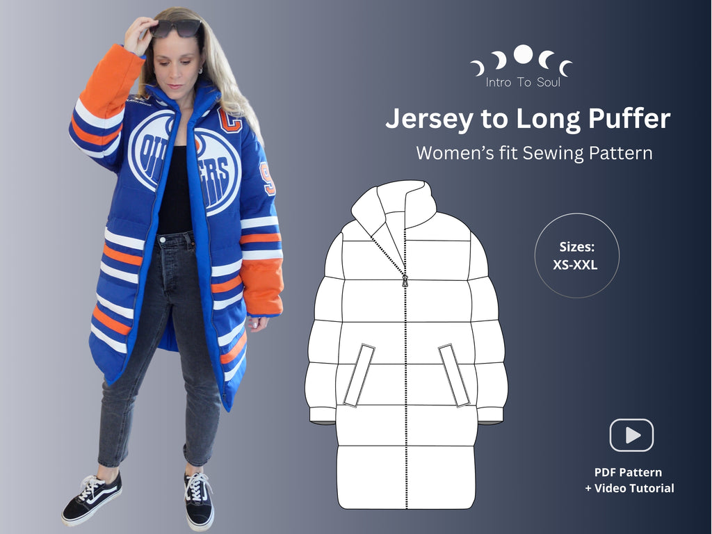 Puffer Pattern Jersey to Long Puffer Jacket SEWING PATTERN – Intro to soul